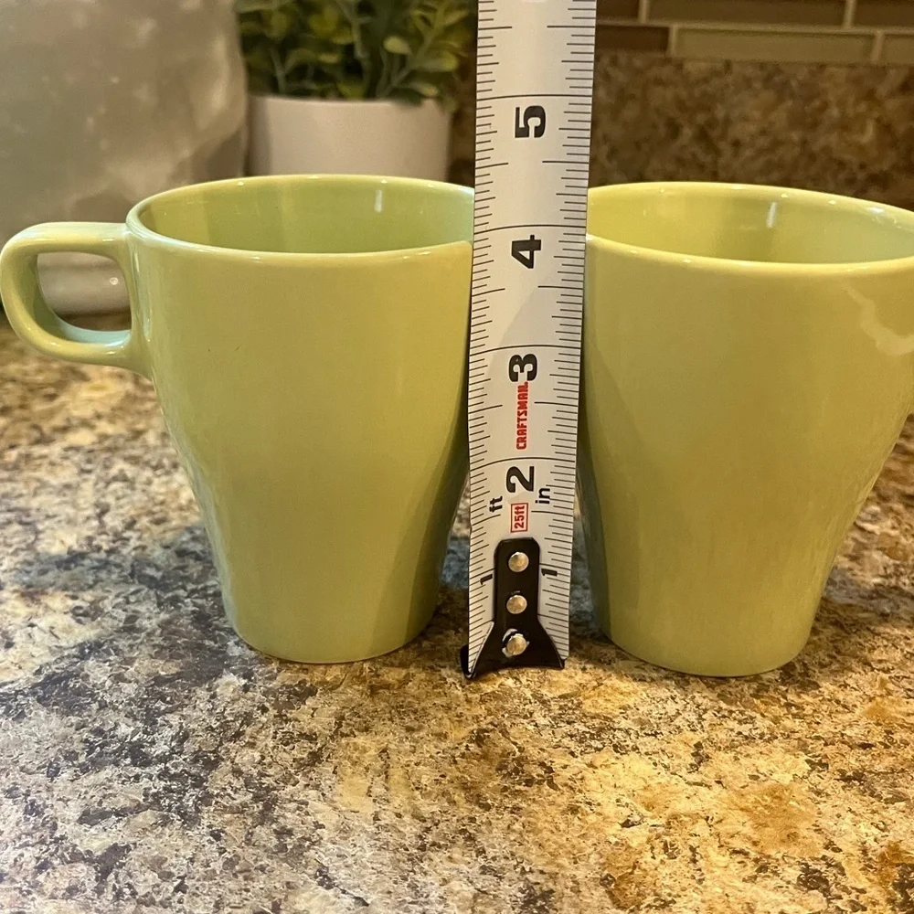 IKEA Coffee FARGRIK Mugs Stackable 8 Oz. Avocado Green Set of 2
